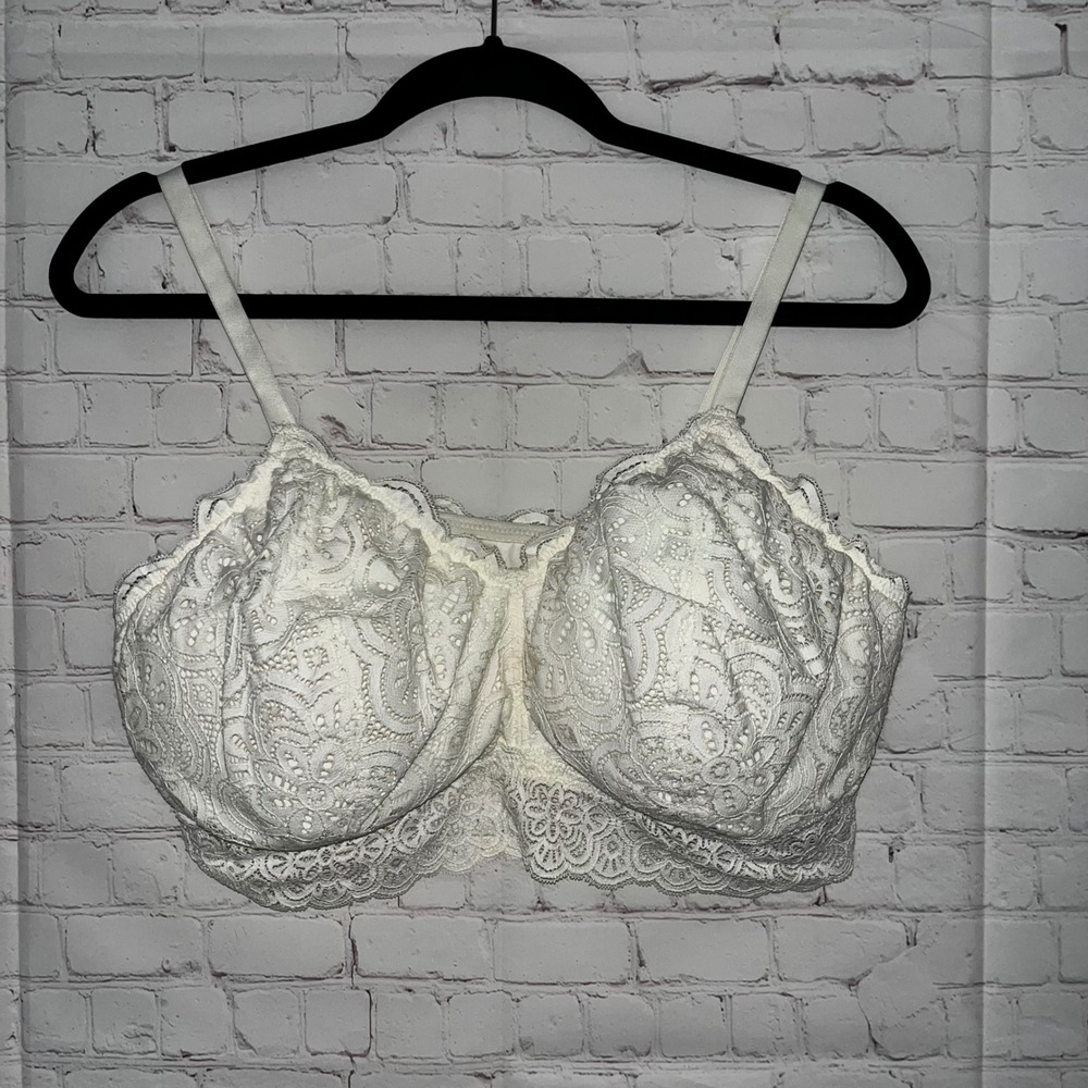 NWOT Aerie Lace Trim Bralette White Full‎ Coverage Comfort Lounge Bra Size XXL